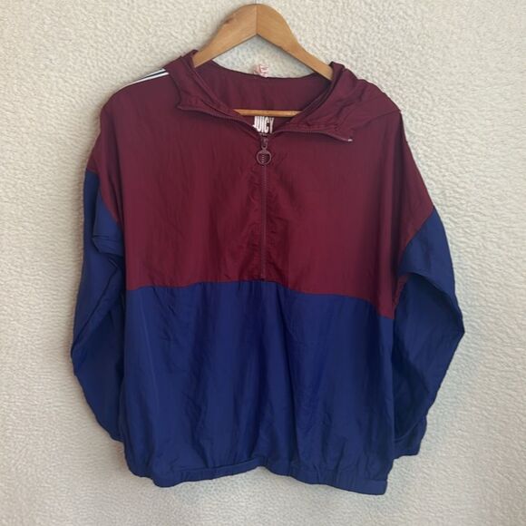Juicy Couture Jacket Pullover Windbreaker Womens Medium Red Blue - Picture 1 of 6